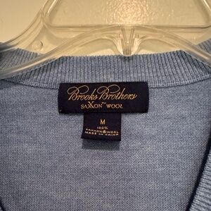 Brooks Brothers Saxxon® Wool V-Neck Sweater (Blue)